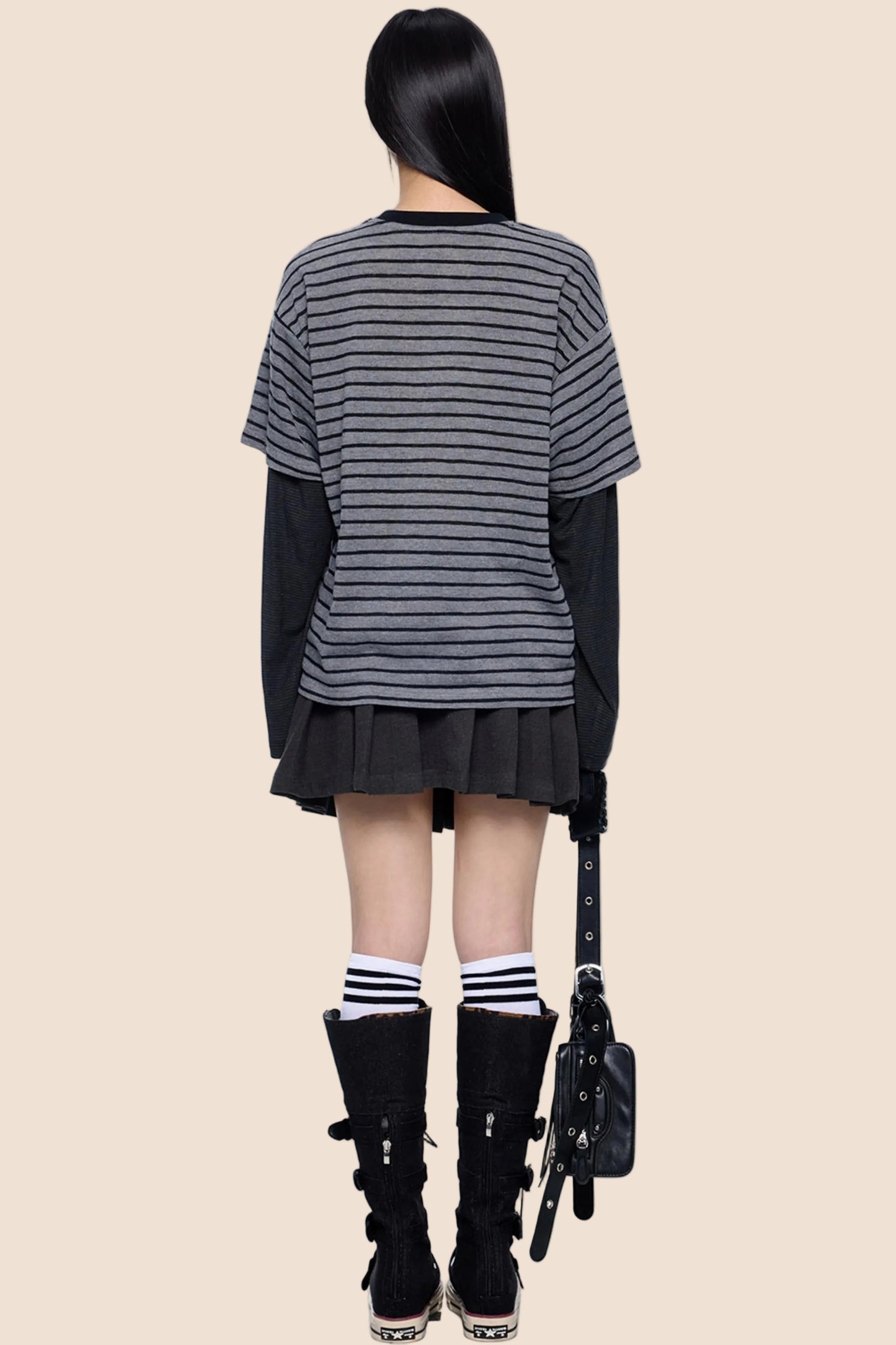 Silver-Embossed Striped Sweater