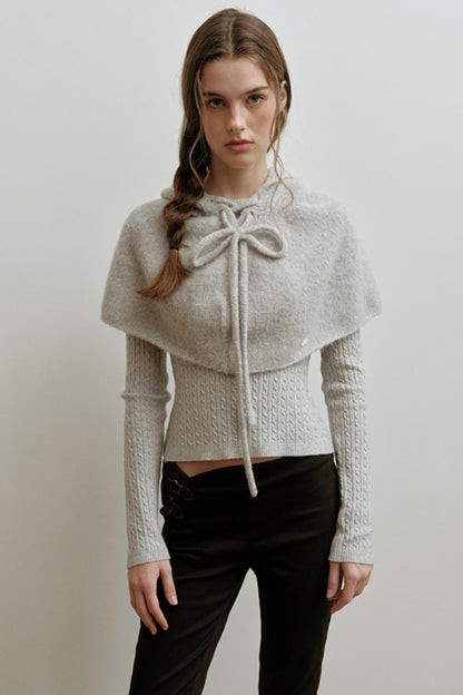 Pearl Gray Knit Cape Hat