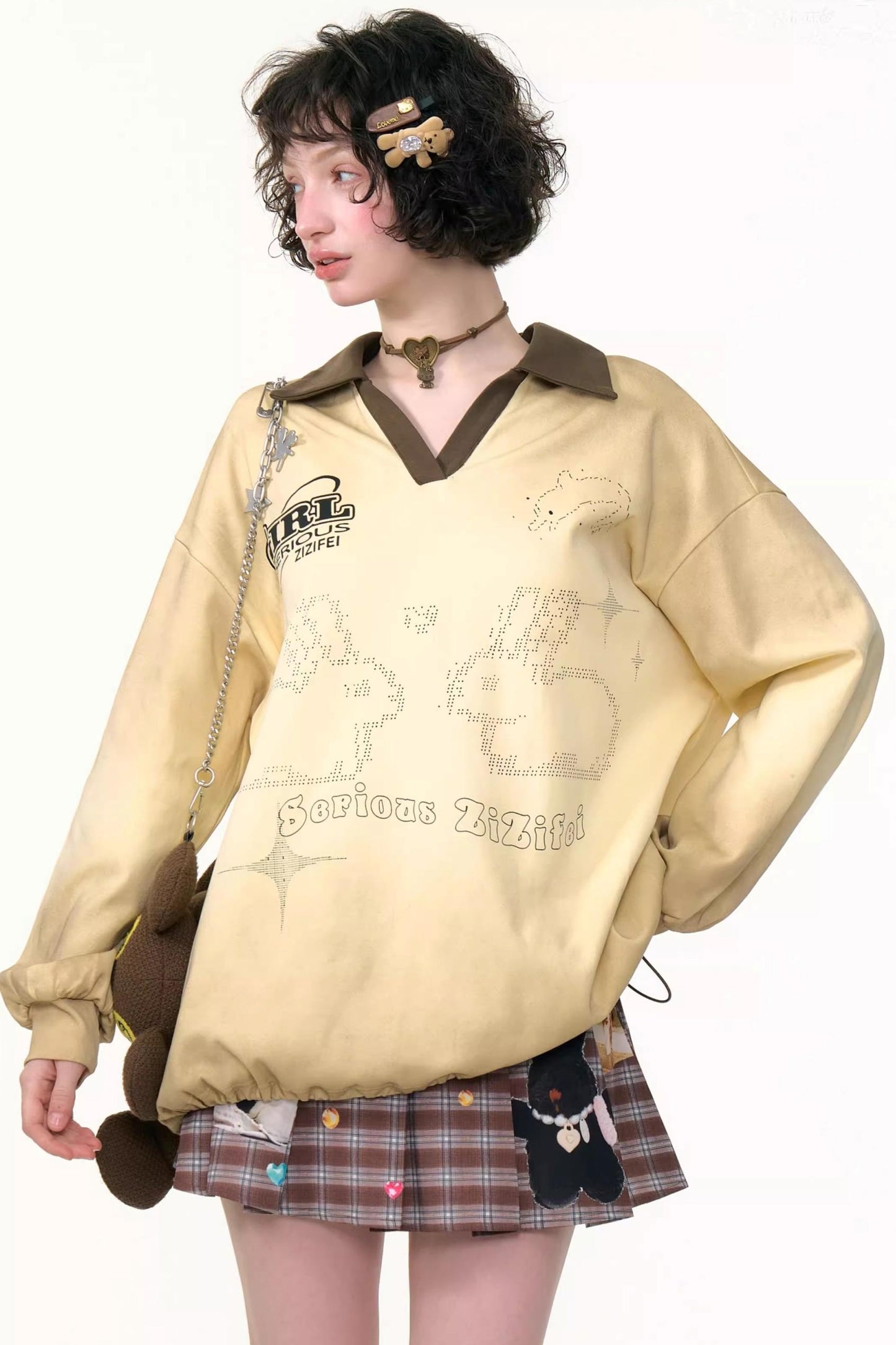 Gradient Print Polo Sweatshirt