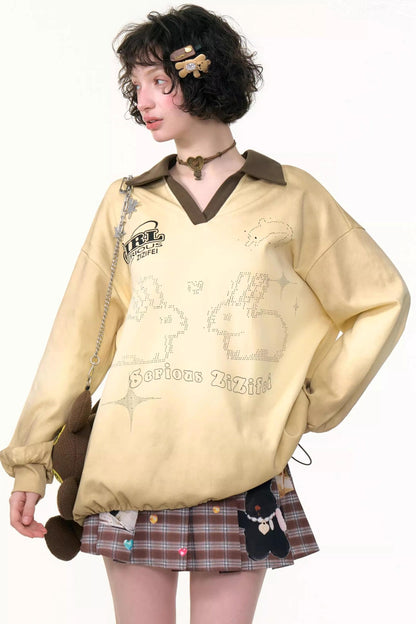 Gradient Print Polo Sweatshirt