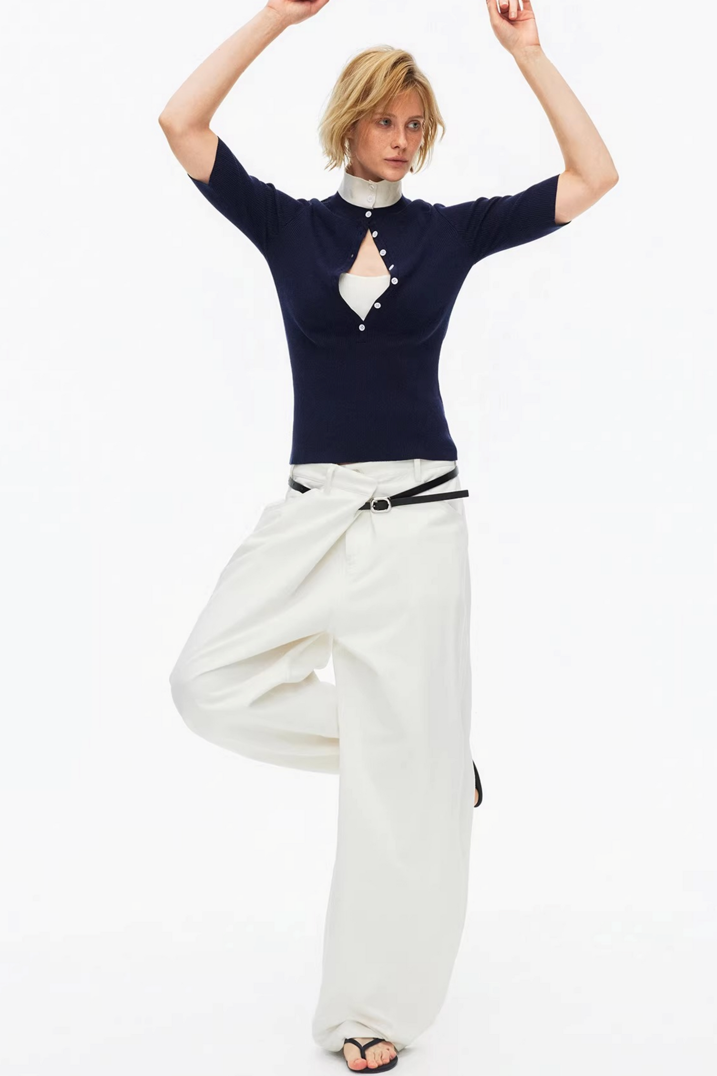 Lyocell Color-Blocked Knit Top