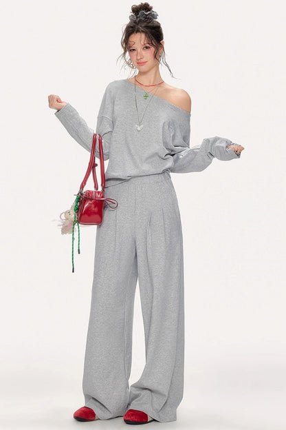 Lazy Shoulder Sweatshirt Set