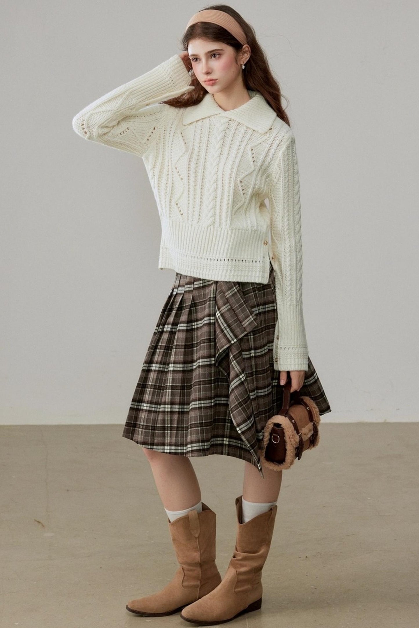 Ruffled Design Retro Plaid Skirt