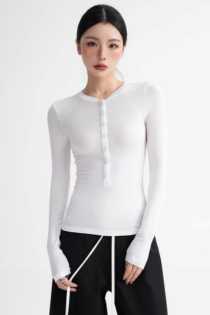 Wool Lyocell Henley Top