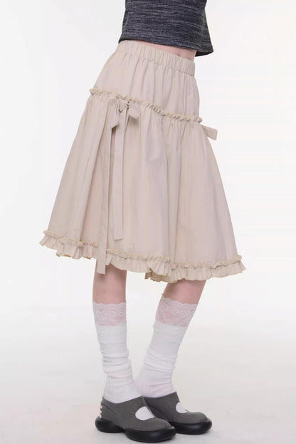 Vintage Bow-Knot Midi Skirt