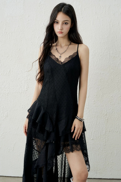 Ghostly Lace Irregular Dress