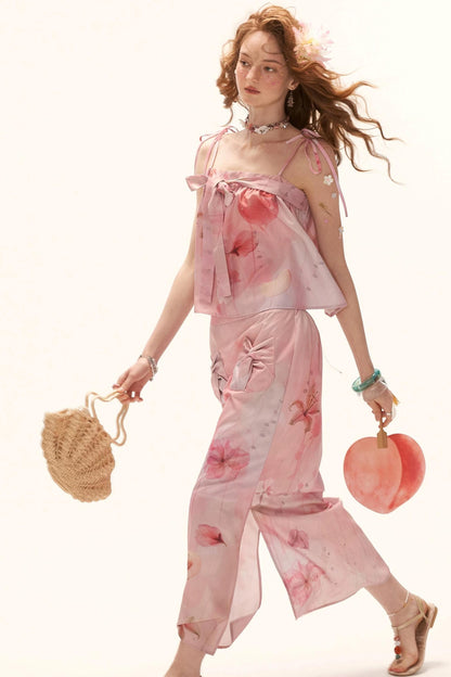 Peach Bow Tube Top Set-Up