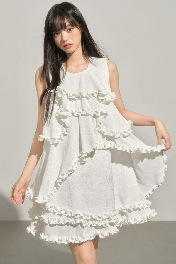Snowflake Ripple Ruffled Dress