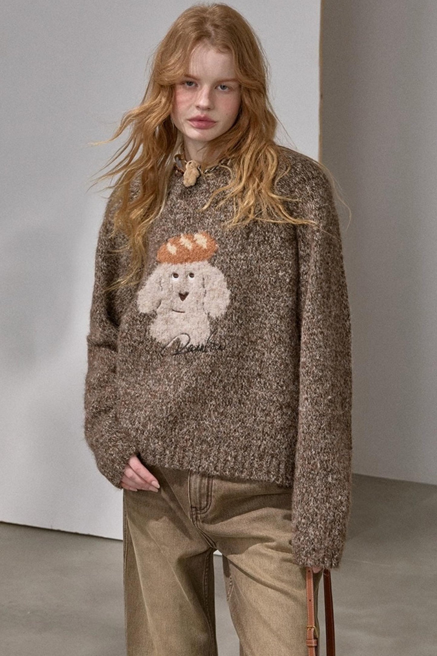 Bread Dog Round Neck Sweater