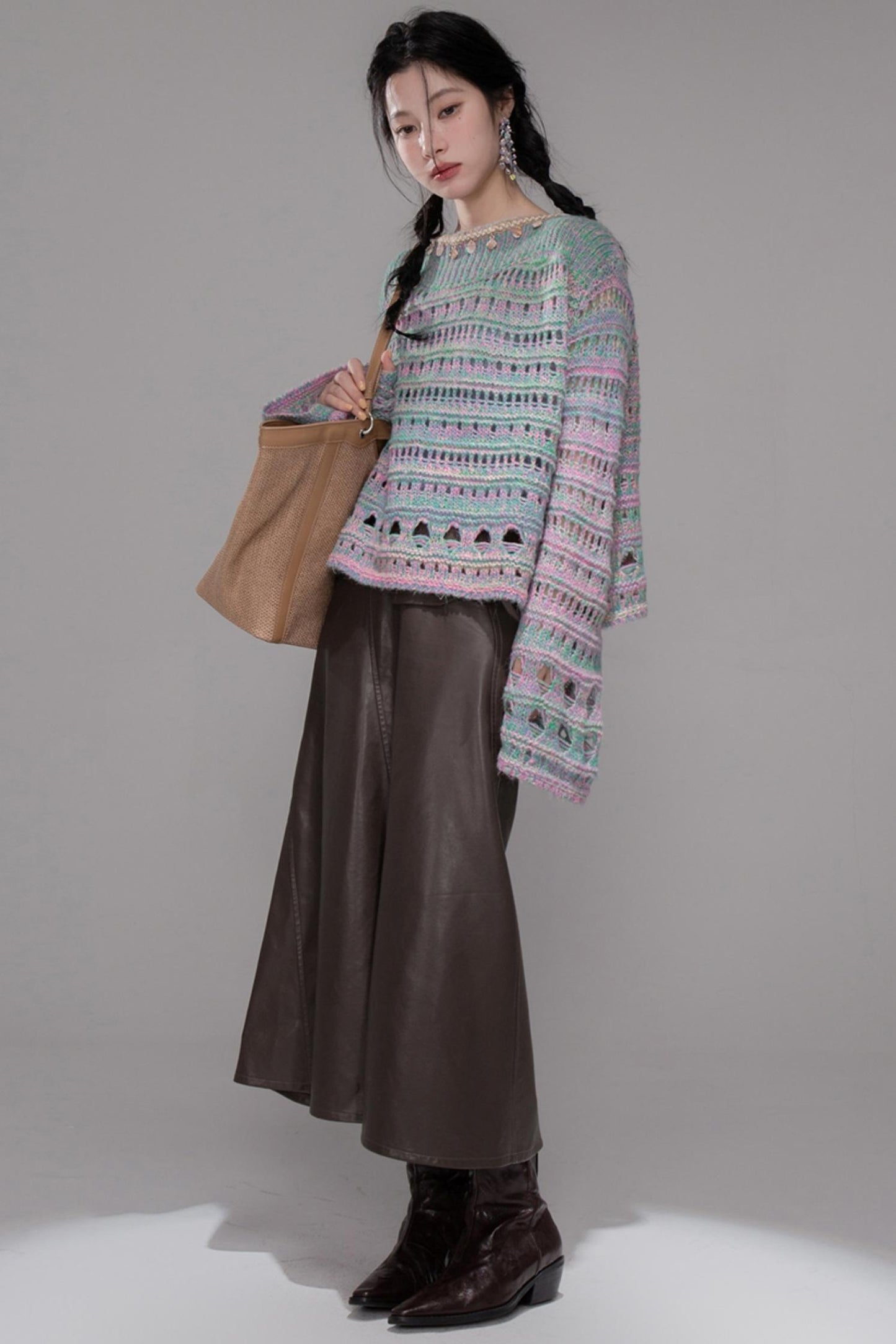 Rich Brown Leather Skirt