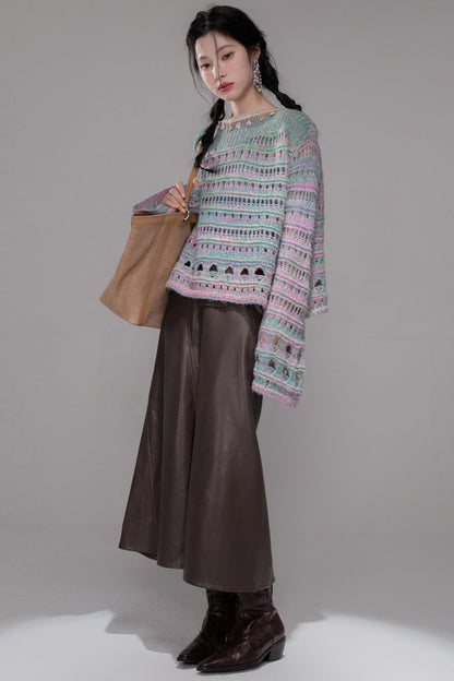 Rich Brown Leather Skirt