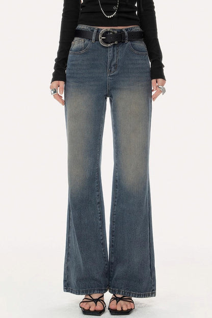 Retro V-Shaped High-Waisted Slim Jeans