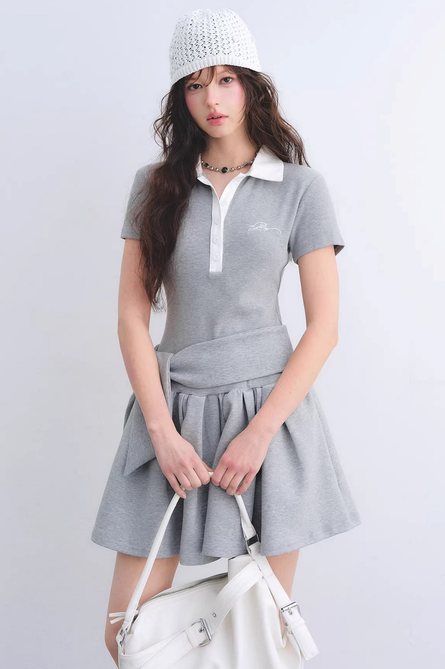 Contrasting Polo Puffy Dress