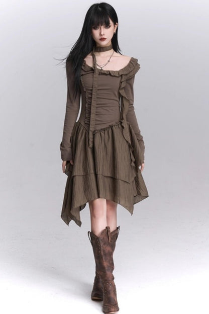Cinched-Waist Autumn Dress