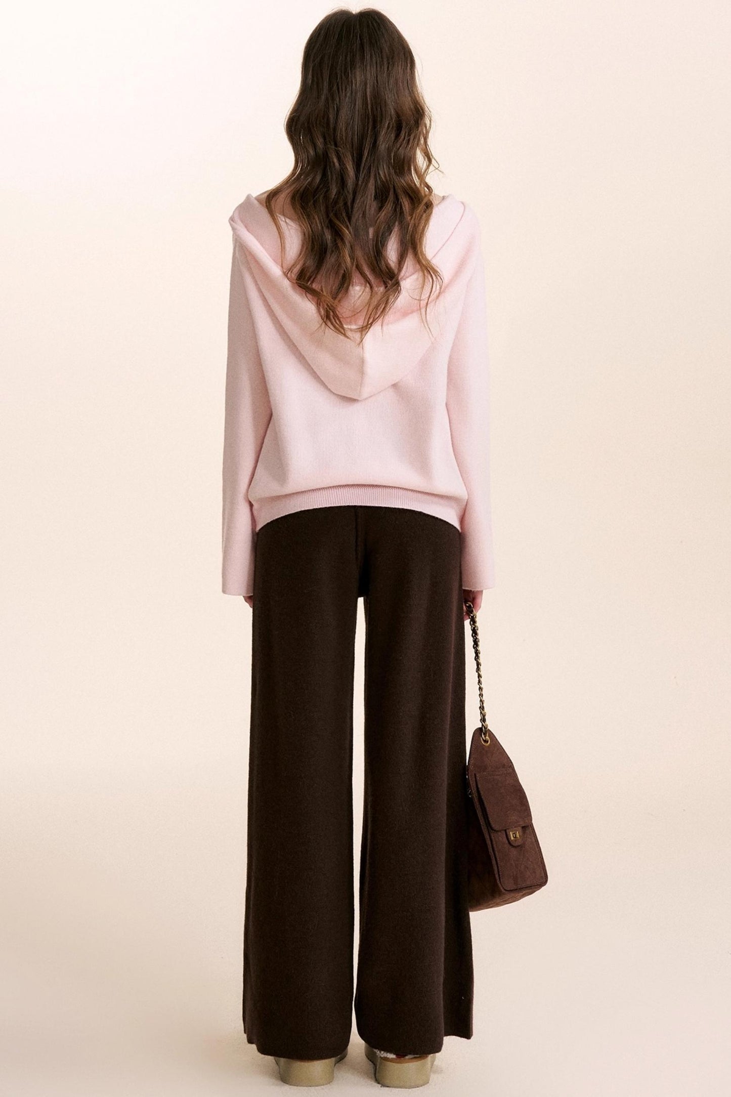 Rose Wool Hooded Knit Set-Up