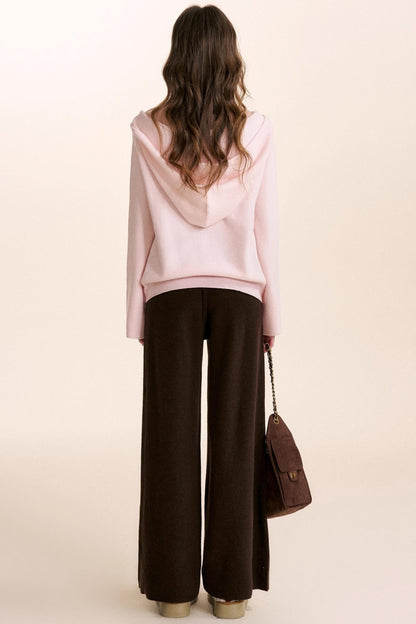 Rose Wool Hooded Knit Set-Up