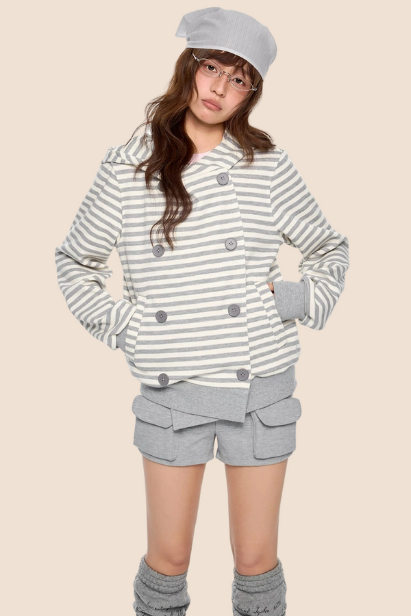 Striped Hooded Cardigan Jacket