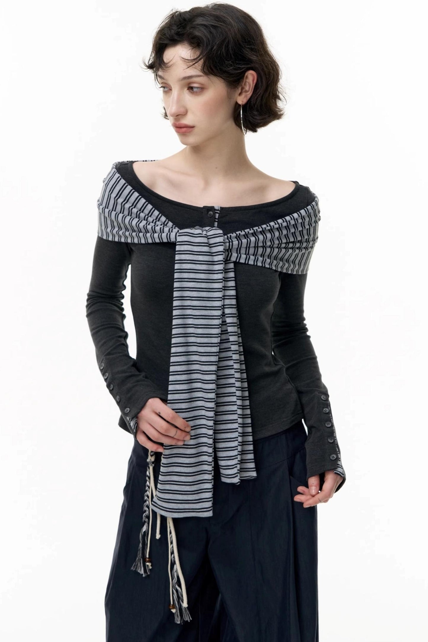 Off-the-Shoulder Striped Tops