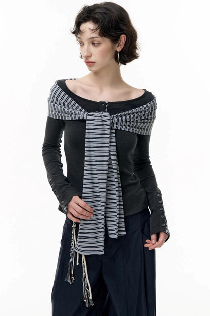 Off-the-Shoulder Striped Tops
