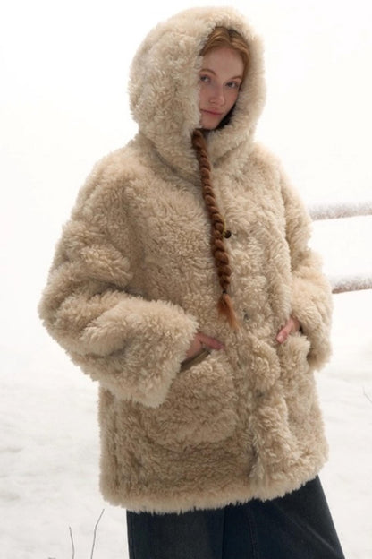 Reversible Hooded Suede Coat