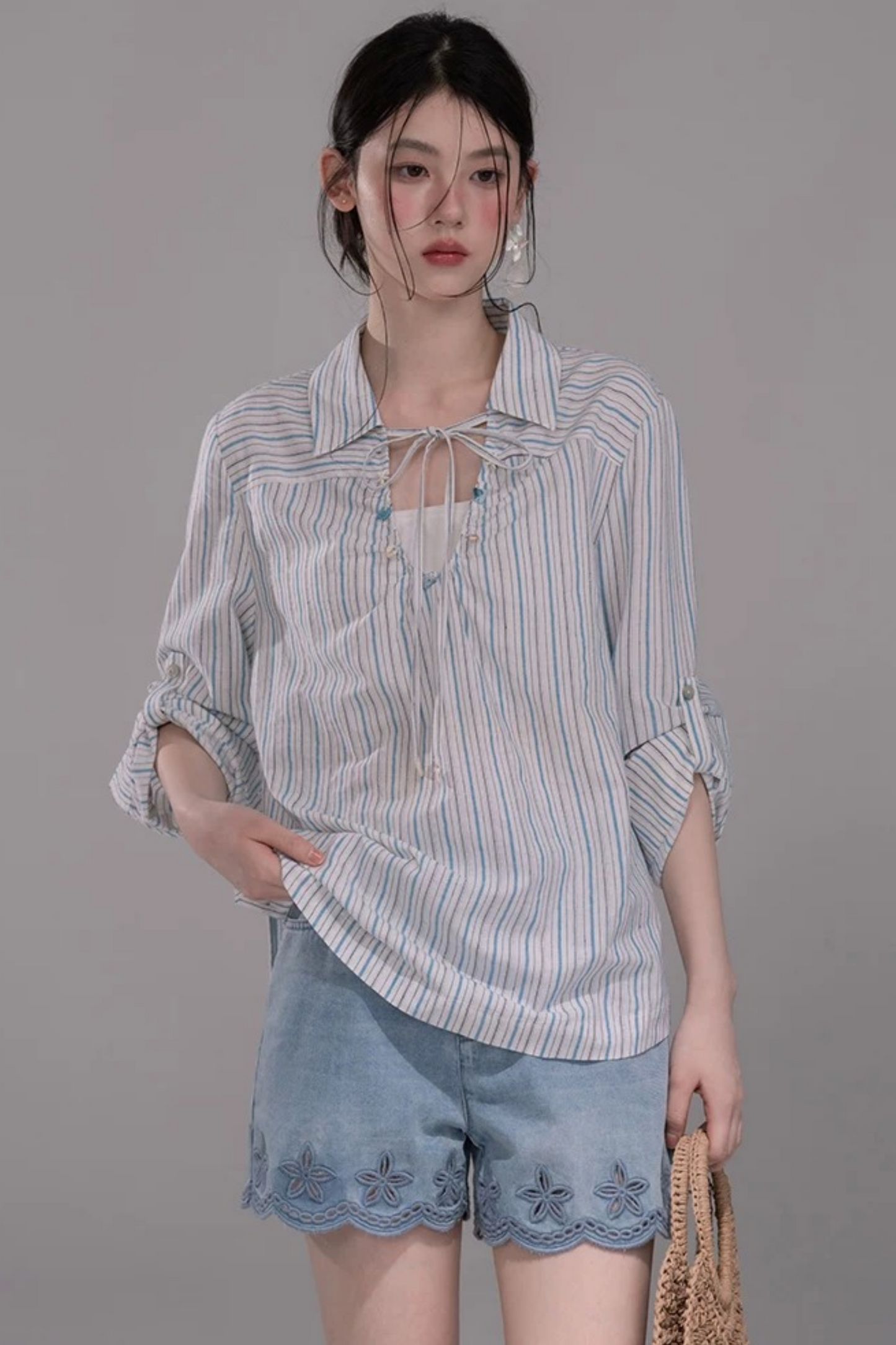 Conjunto de Camisa a Rayas Azul Soda