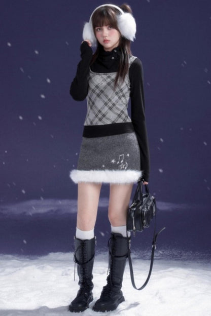 Gray Woolen Note Skirt