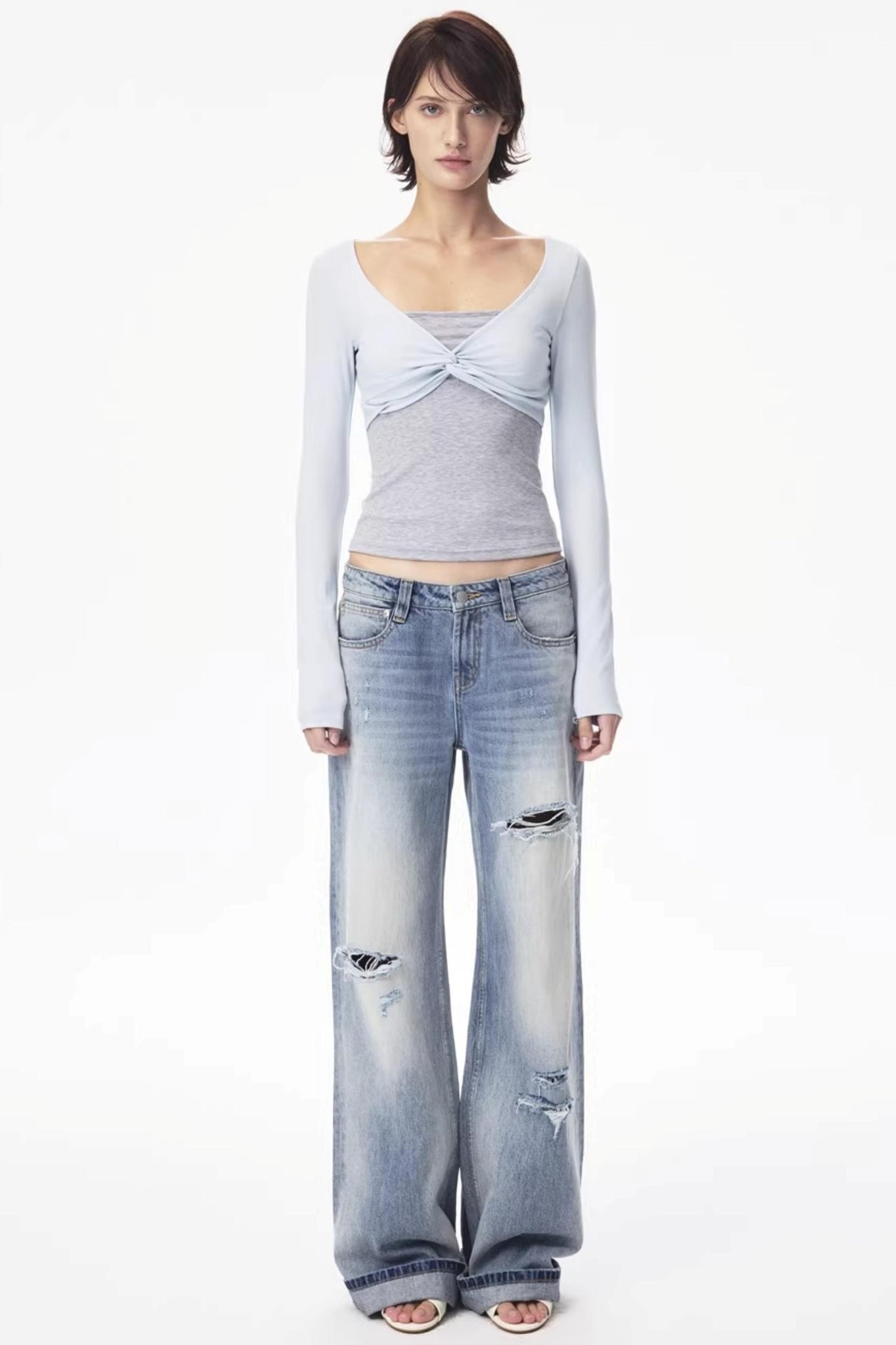 Color-Blocked Knot Design Top