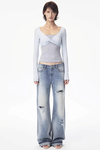 Color-Blocked Knot Design Top