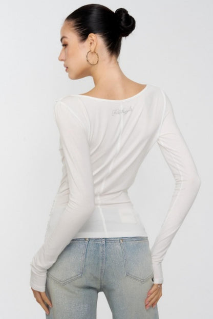 Cross Swing Collar Slim Diamond Top