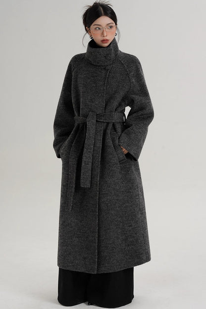 Elegant Athens Gray Wool Coat