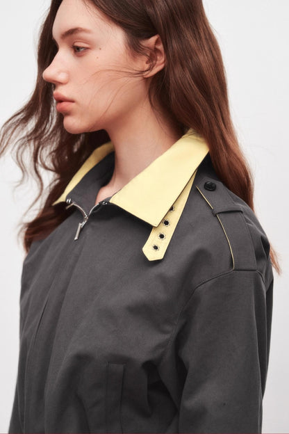 Stand-Up Collar Raglan Zippered Jacket