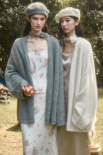 Fluffy Wool Long Cardigan