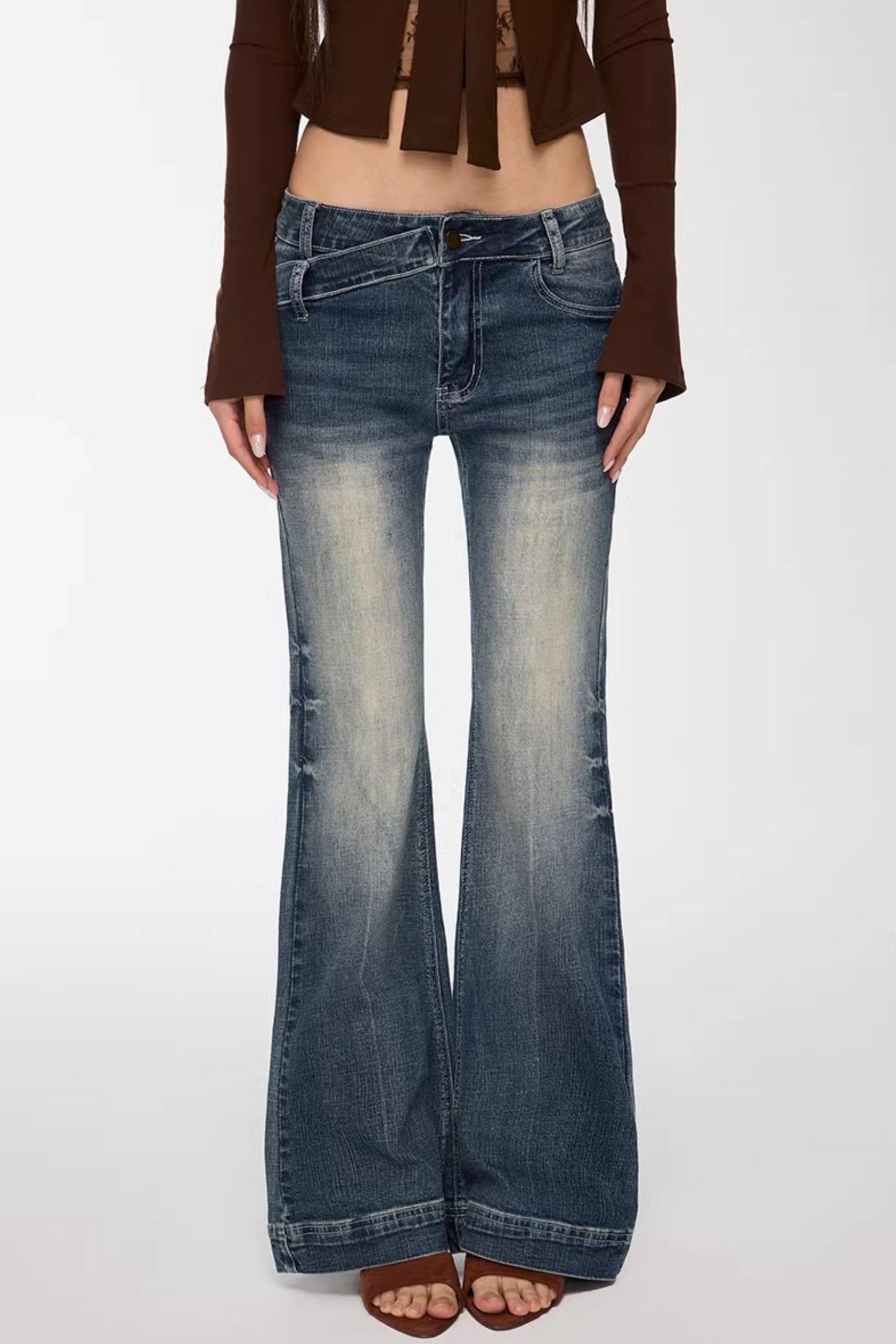 Retro Washed Flared Denim Pants