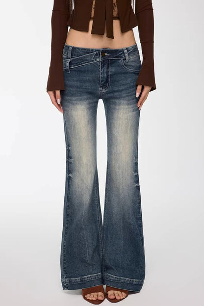 Retro Washed Flared Denim Pants
