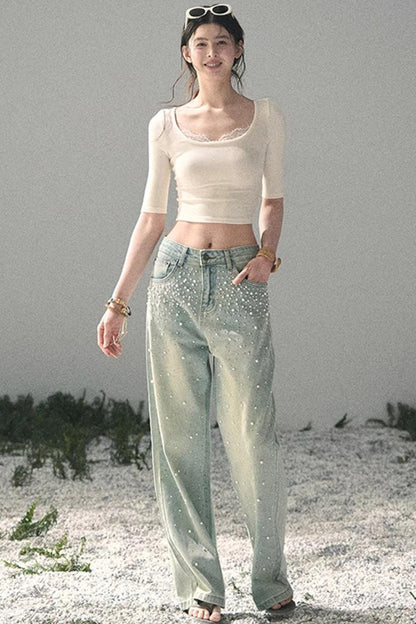 Lace Slim-Fit Cropped Top