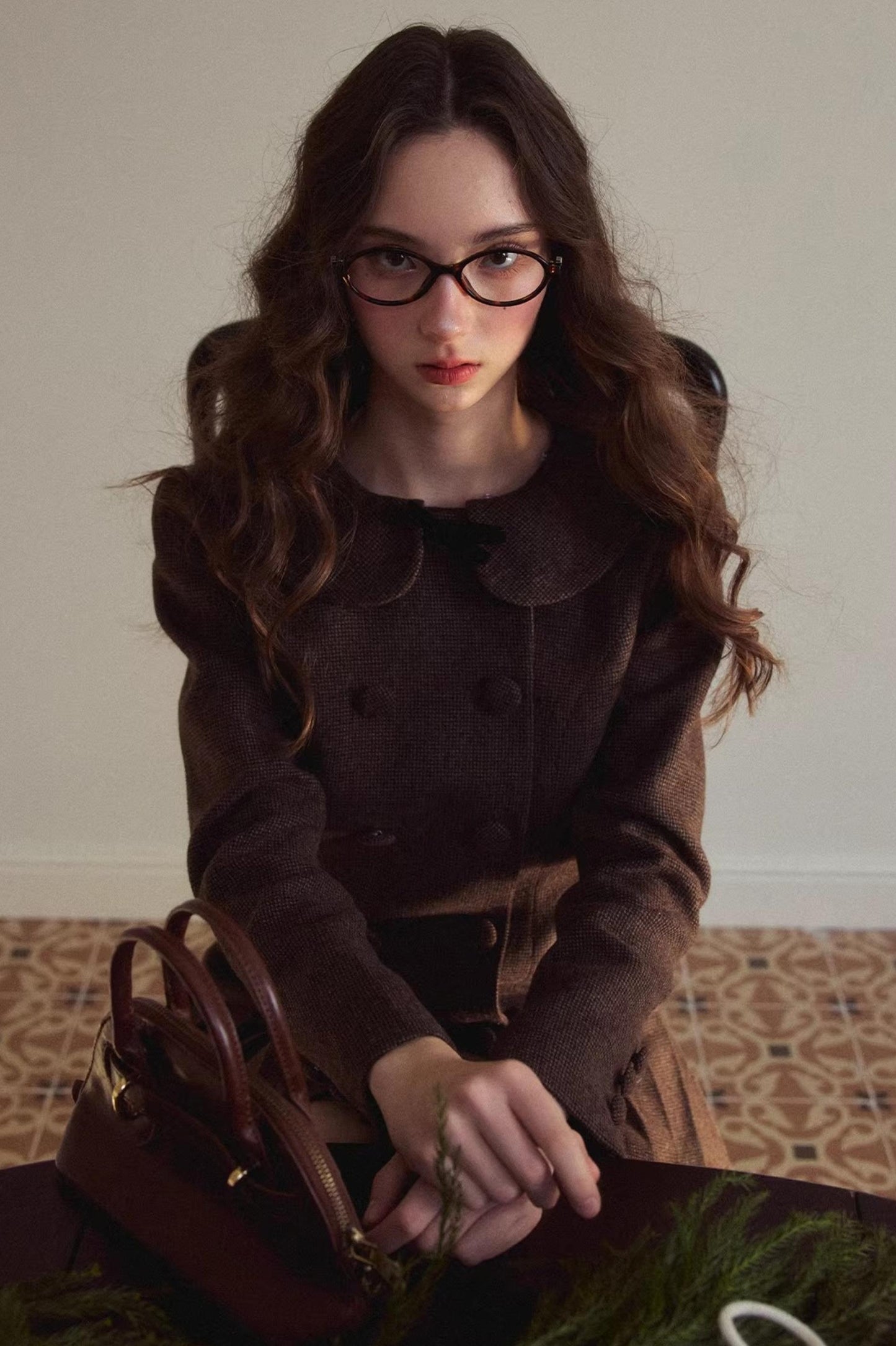 Retro Houndstooth Pleated Dress