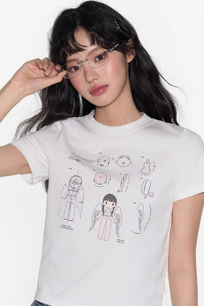 Spring American Shoulder Crop Top