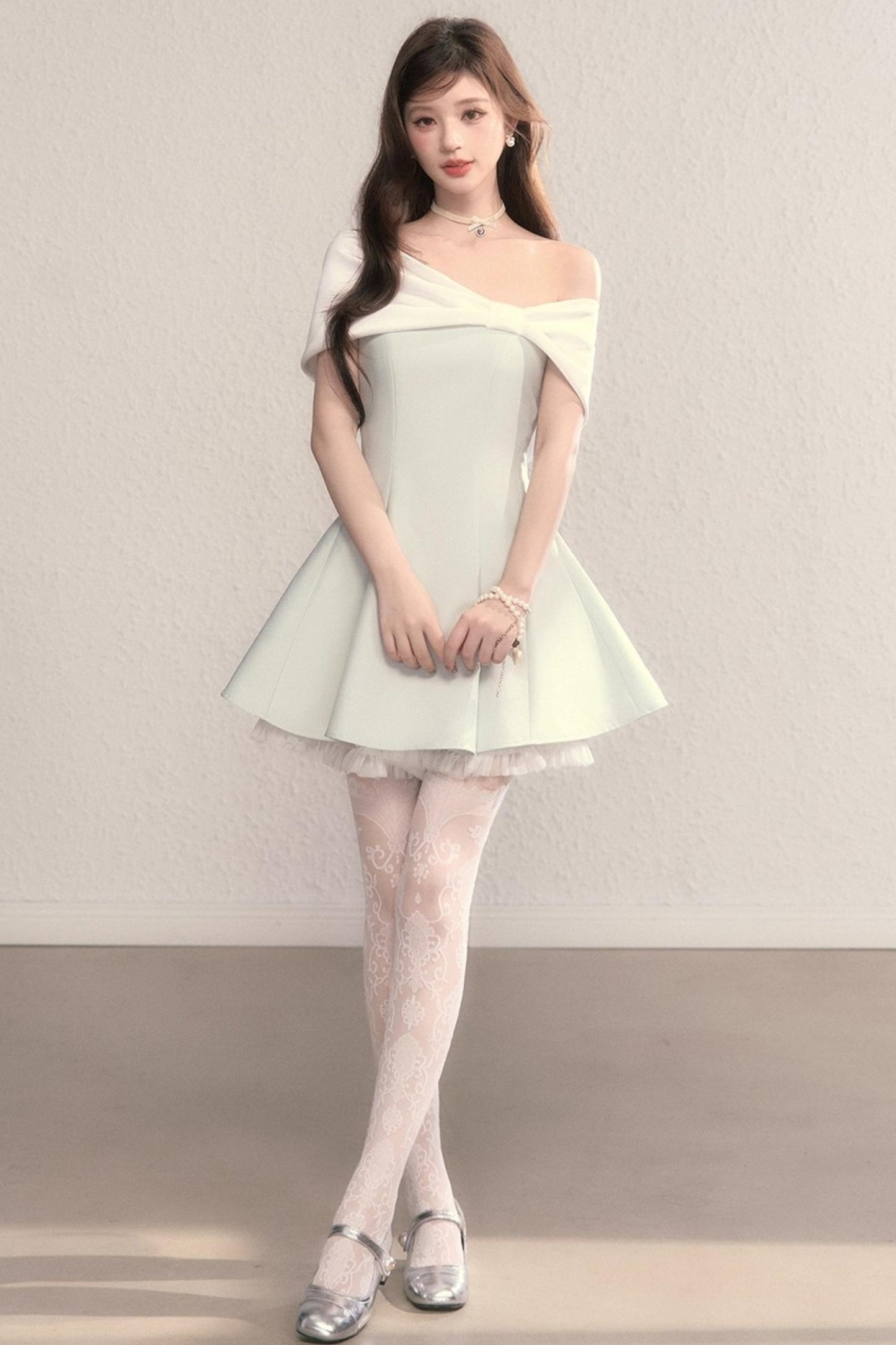 Gently Twisted French A-Line Puffy Dress