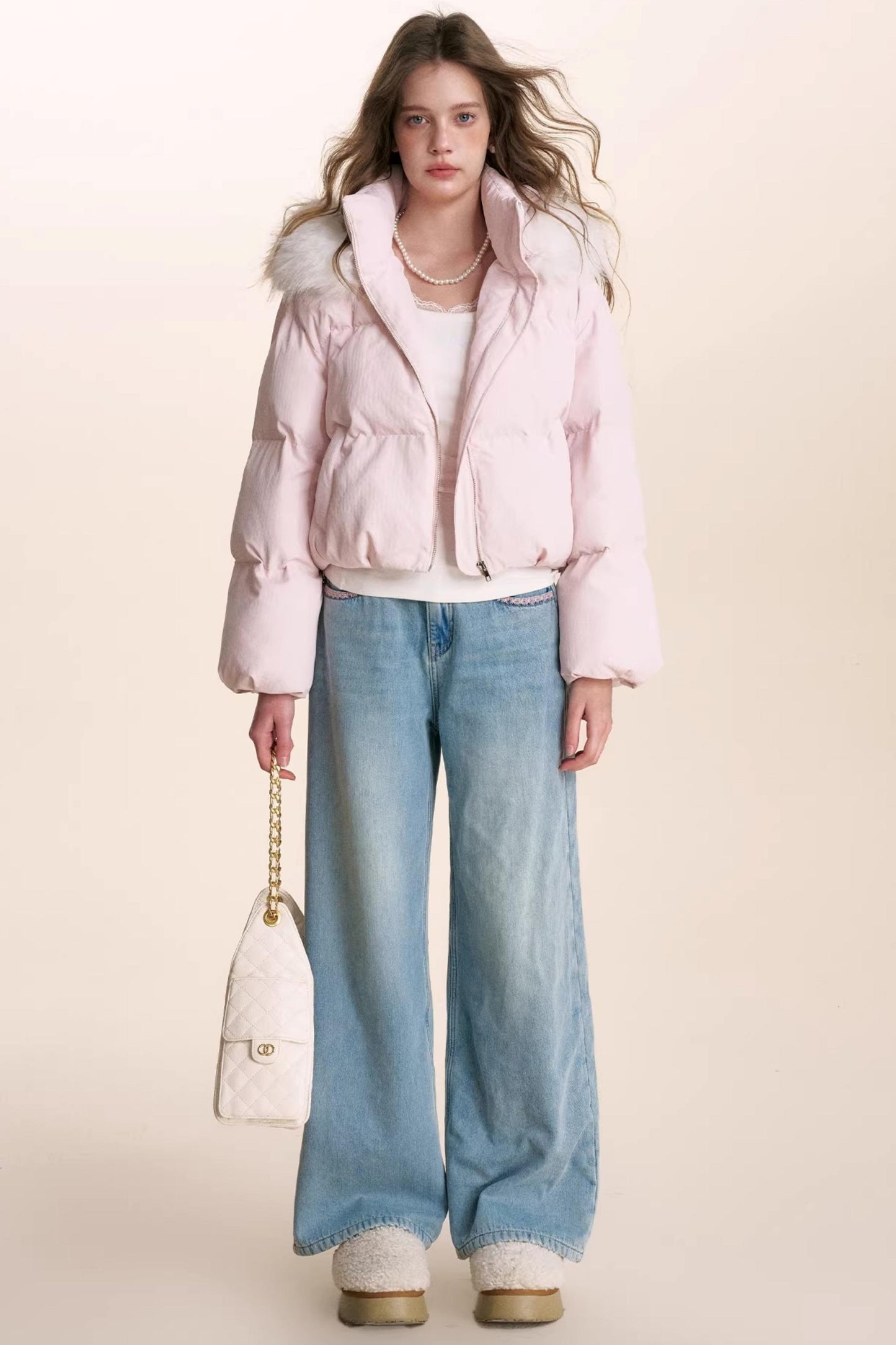 Detachable Fur Collar Hooded Jacket