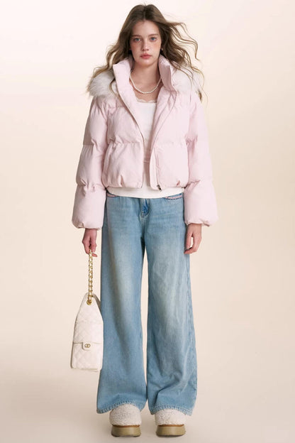 Detachable Fur Collar Hooded Jacket