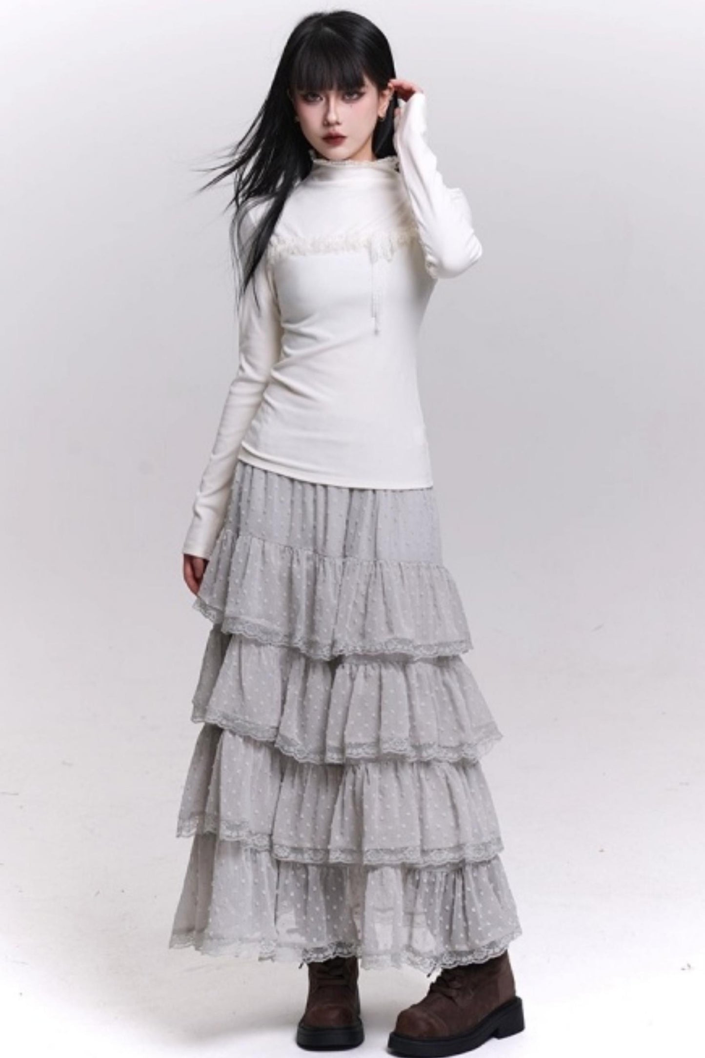 Ghost Gray Half-High Collar Top