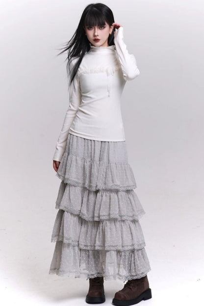 Ghost Gray Half-High Collar Top