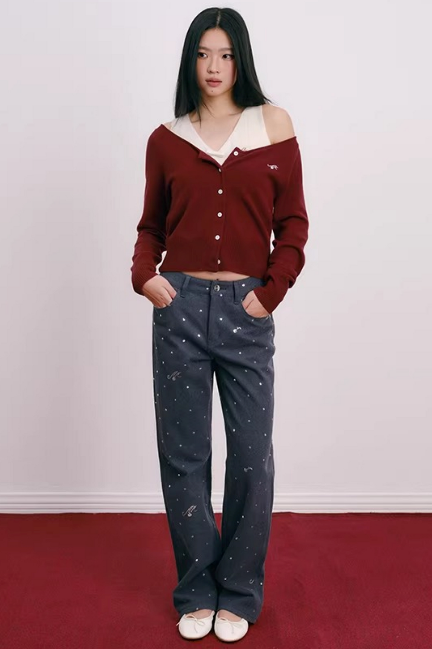 Lace Bowknot V-Neck Top