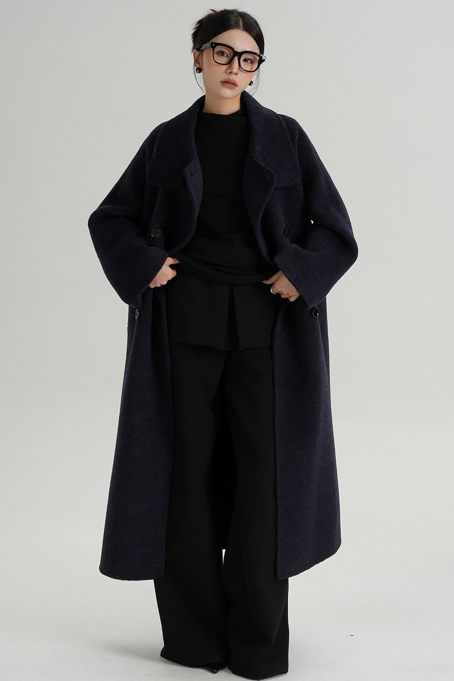 Minimalist Long Reversible Wool Coat