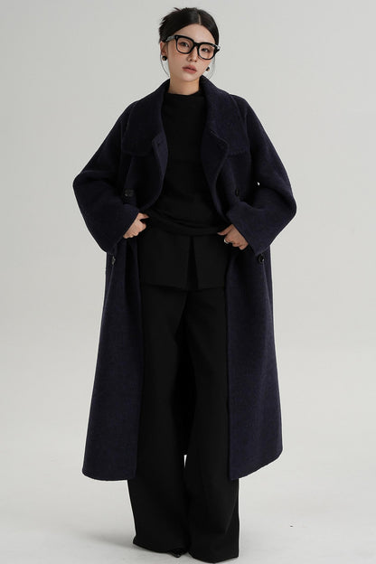Minimalist Long Reversible Wool Coat