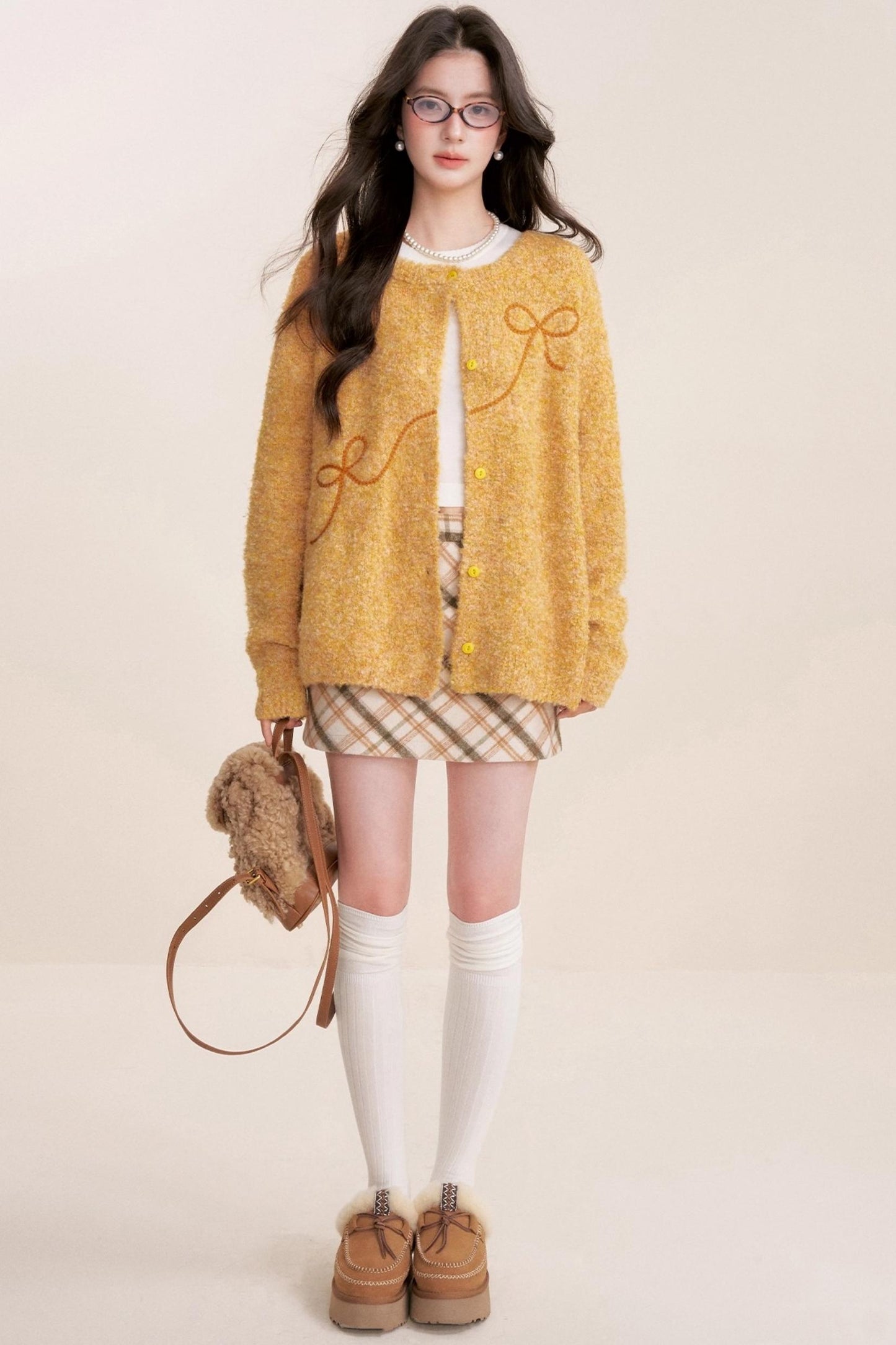 Sunset Velvet Bow knot Cardigan