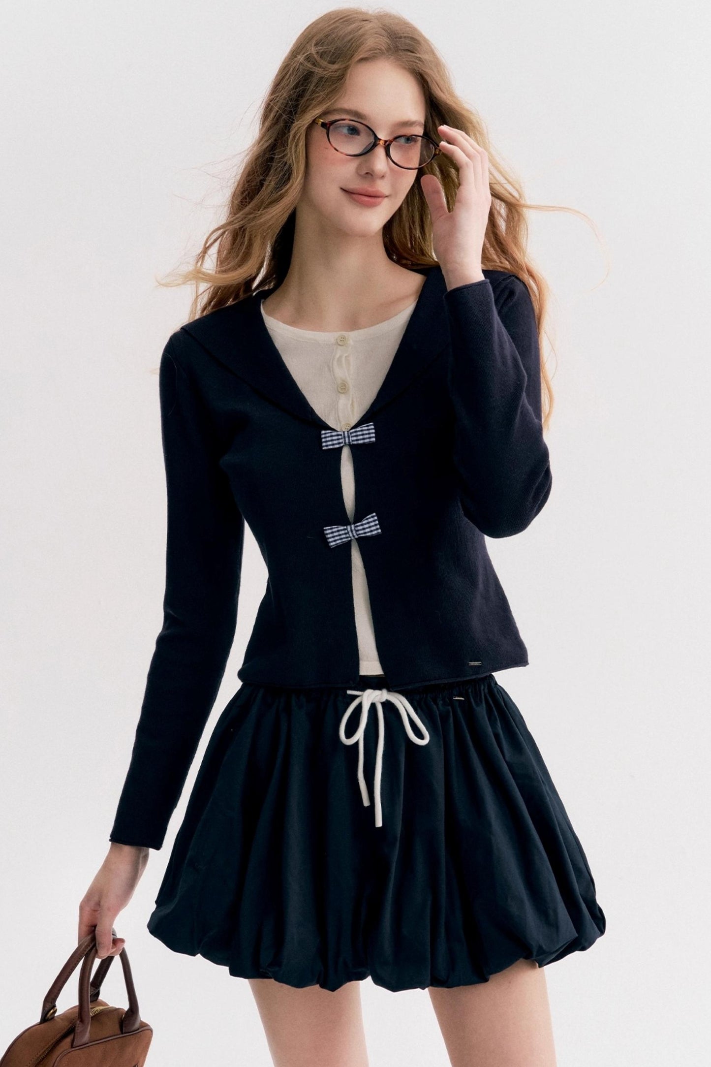 Navycore Check Knitted Cardigan