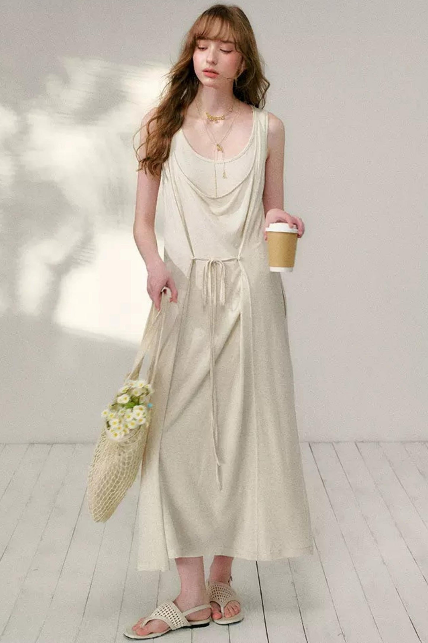 Belted Layered Maxi Dress