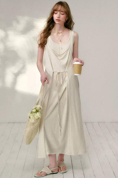 Belted Layered Maxi Dress