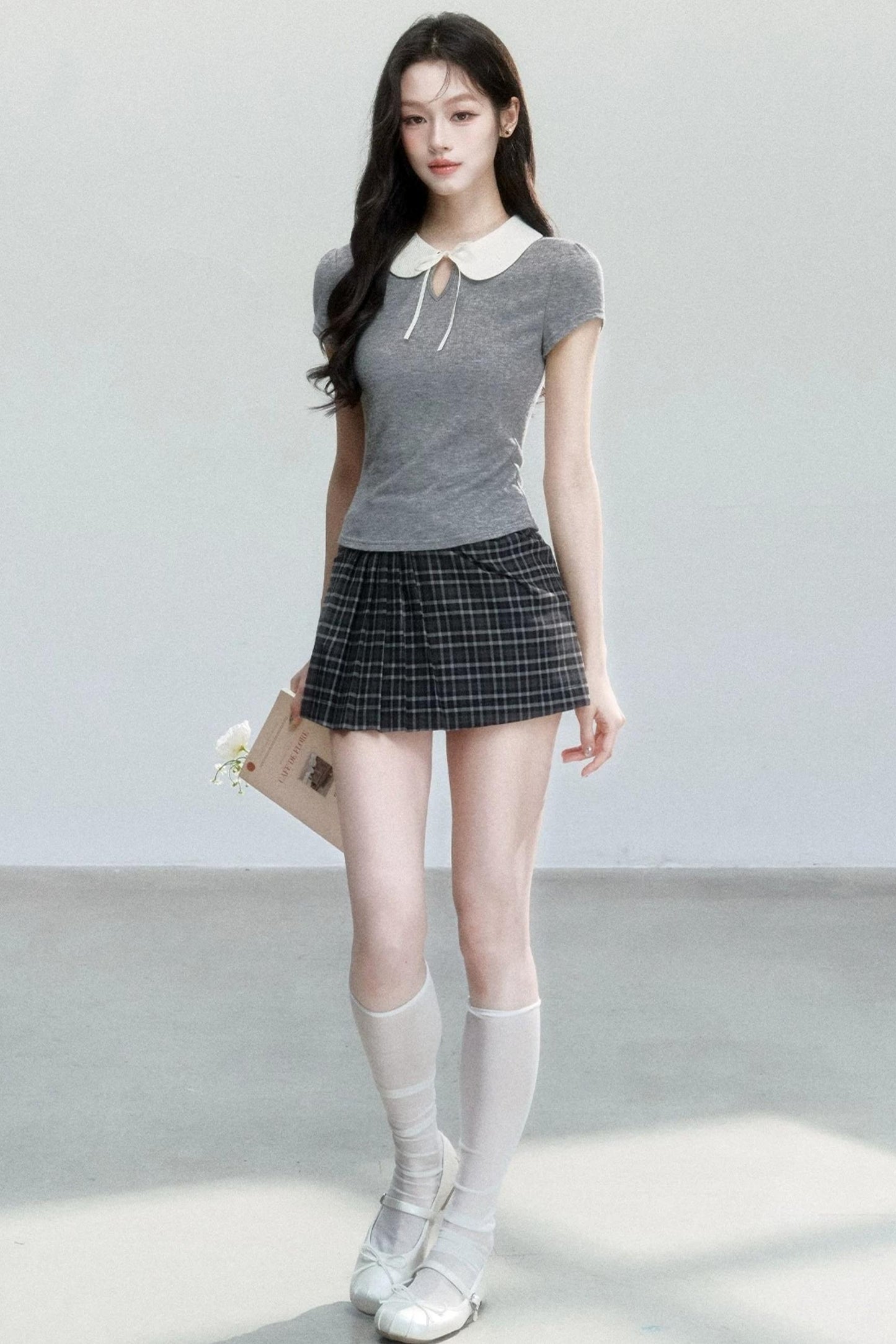 Top a Manica Corta con Collo a Camicia